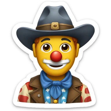 Clown with a cowboy hat sticker
