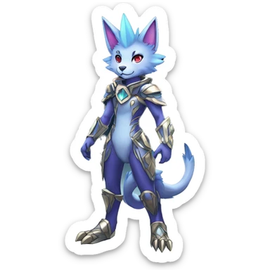 Shiny Anthro Sona Fakemon Nebula with a spiked collar Full Body sticker