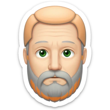 Greenish grey eyed adult man with tired look, half closed eyes. He has a very long beard hanging. Pale skin. He's serious and looks tired. Make sure his hair and beard are both dark gray. sticker