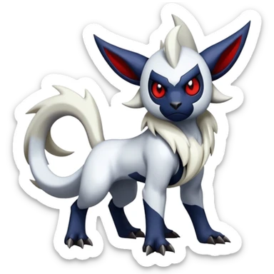 Shiny Colorful Gothic Exotic Badass Cool Absol-Zangoose-Pokémon-Fakémon-hybrid-creature (full body) sticker