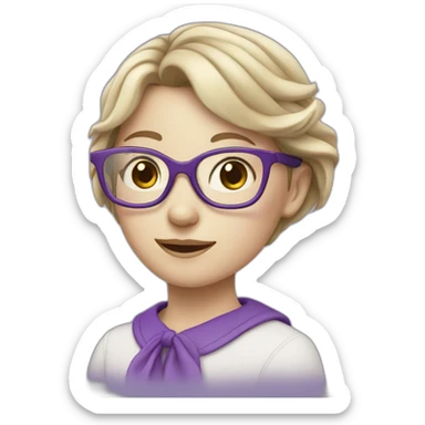 girl with glasses dressed in purple with pale skin sticker