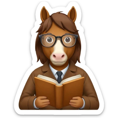 horse read book with glasses sticker