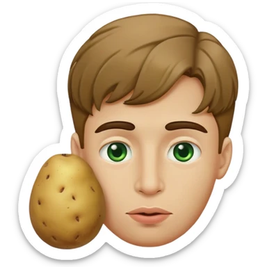 An Spanish descending guy with very light brown hair and a very dark green eyes, potato like nose, big lips sticker