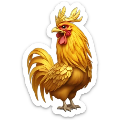 proud and howling golden phoenix rooster with a crown on its head sticker