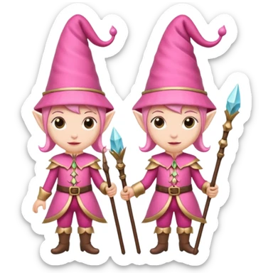 pink elves with staff sticker