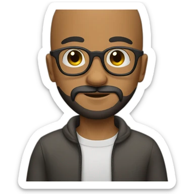 A bald young man with round glasses and a big black beard. sticker