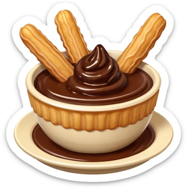 mini churros with chocolate and matching topping in a bowl sticker