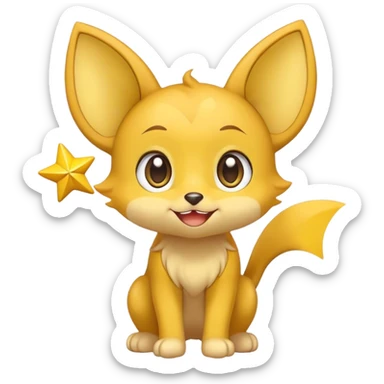 Shinx, round ears, yellow star on tail, full body, big eyes, hapy sticker