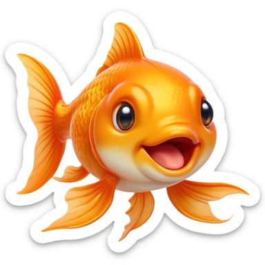 Cinematic Cute Yawning Orange Goldfish Portrait Emoji, Head tilted slightly with a dramatic, wide-open yawn, showcasing a smooth, vibrant orange body with flowing fins, eyes barely open in drowsy contentment, Simplified yet irresistibly adorable features, highly detailed, glowing with a soft, cozy glow, high shine, relaxed yet expressive, stylized with a touch of whimsy, bright and endearing, soft glowing outline, capturing the essence of a sleepy yet affectionate goldfish, so drowsy it feels like it could float out of the screen and curl up for a nap! sticker