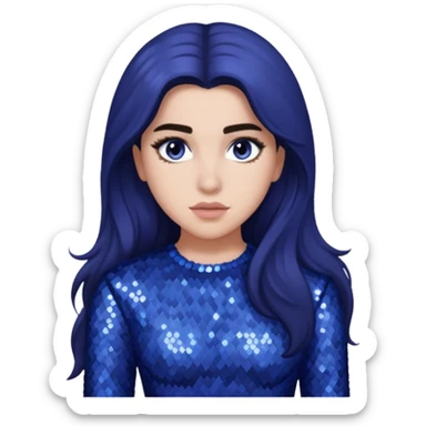 Lauren Jauregui from Fifth Harmony with long dark brown hair, periwinkle sequin outfit sticker