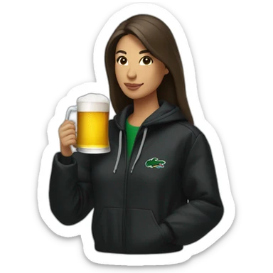 Lacoste latin friends woman drinking beer with black windbreaker sticker