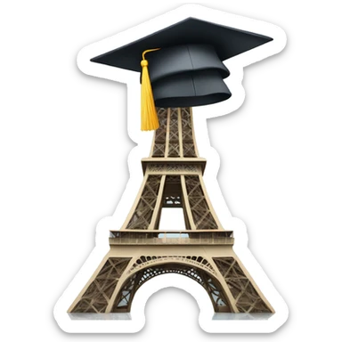 Eiffel Tower in a Graduate Cap sticker
