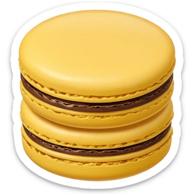 a single of yellow macaron with brown cream



















 sticker