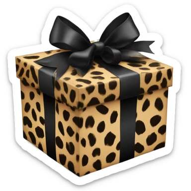 Leopard print present gift box with black bow sticker