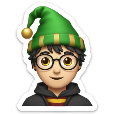 harry potter with xmas hat sticker