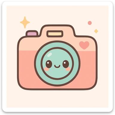 a camera, kawaii style, cute and charming sticker