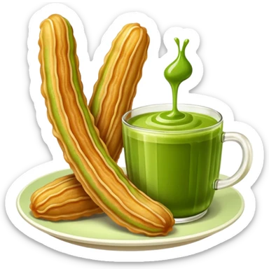 churros and matcha sauce sticker