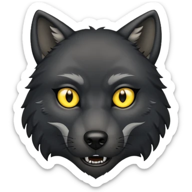 a black wolf raising an eyebrow sticker