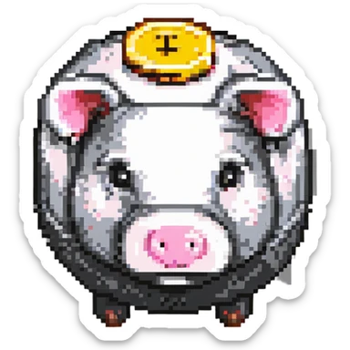 cute pink piggy bank with round snout and classic coin slot sticker