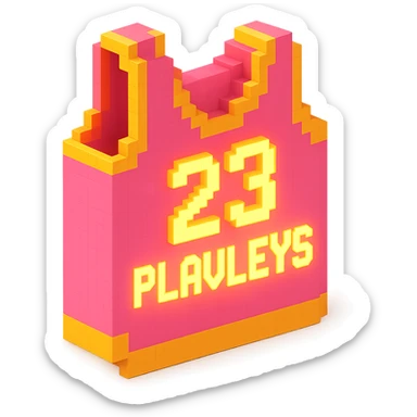 розовая баскетбольная майка со светящейся надписью "23 PLAVLEYS", no background sticker
