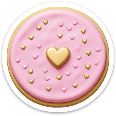 pink buttercream sugar cookie with gold heart sprinkles  sticker