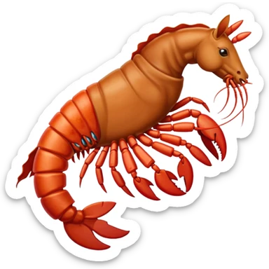 a horse eating a lobster sticker