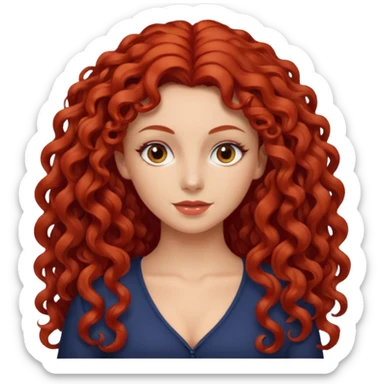 Morena do cabelo grande cacheado, vermelho sticker