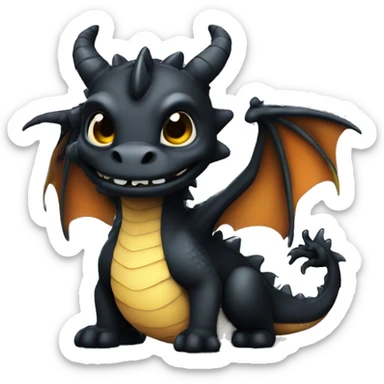 cute dragon in black as furia nocturna  sticker