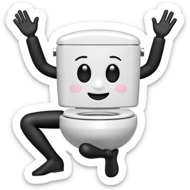 skibidi toilet character in a dancing pose sticker