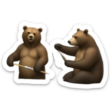 Male-bear-and-female-bear-are-fishing sticker