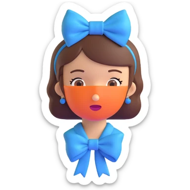 woman wearing a blue bow on her head sticker