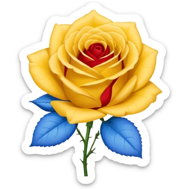 One Yellow 🌹 and one blue flower 🌹 on with red band  sticker