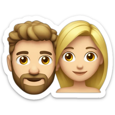 Pareja chica rubia y hombre calvo con barba besándose sticker