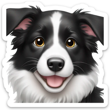 a black and white border collie puppy smiling sticker
