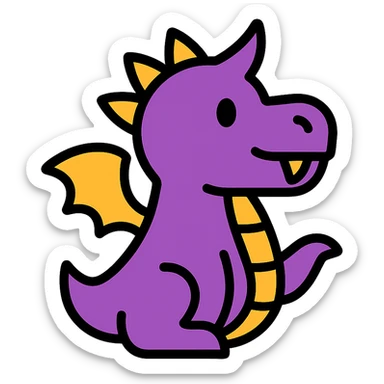 purple dragon, color outline icon style sticker