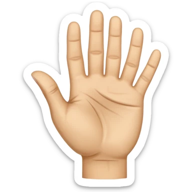 a human right hand emoji giving the "Scram" (Get out of here!) sign with palm facing the viewer, fingers clenched touching the palm, and the thumb extended out to the right side. This emoji can also be used to signify thumbing a ride (hitchhiking). sticker