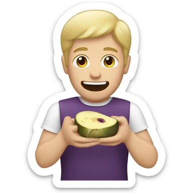 Blonde guy eating eggplant sticker