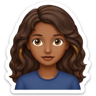 mujer trigueña oscura ,  pelo ondulado,  pelo largo  color marron oscuro, ojos marrones oscuro sticker
