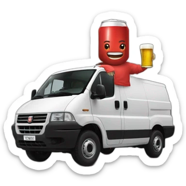 Fiat Ducato red bad guy drinking beer in t-shirt 52 sticker