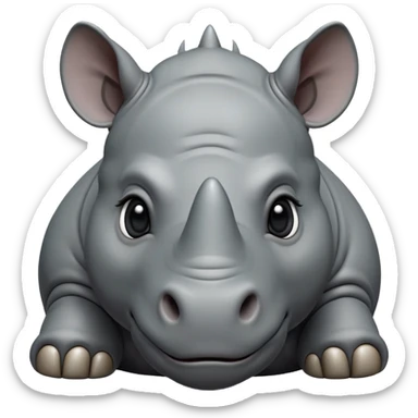 cinematic-noble-baby-rhinoceros-portrait-emoji,slate-grey-hide--poised-and-regal,-with-a-massive,-powerful-build-and-a-thick,-deep-set-soulful-piercing-eyes,-simplified-yet-sharp-and-sophisticated-features,-highly-detailed,-large-black-eyes sticker