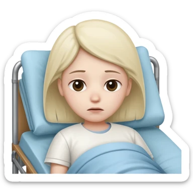 sad person in hospital bed sticker