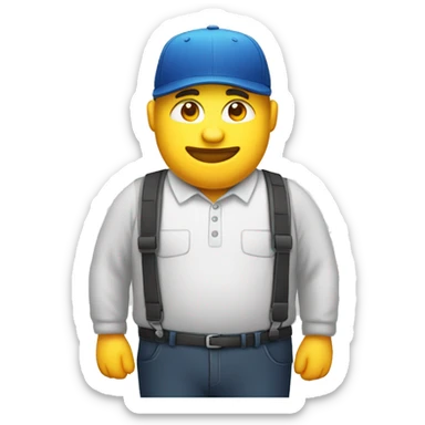 Homme corpulent avec une casquette sticker