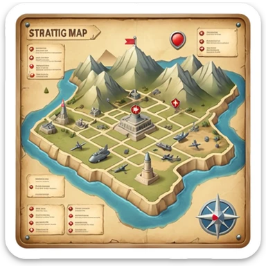 strategic military map with military objects sticker