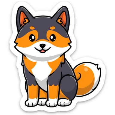 black Shiba Inu dog with fox-like appearance and curled tail sticker