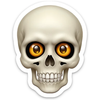 a skull face looking very suprized and mewing that looks very realistic sticker