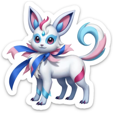 Shiny Absol-Sylveon-Auroras-Fakémon-hybrid-creature (full body)  sticker