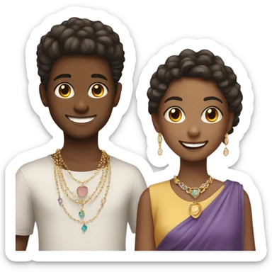 smiling girls and boy with jewelry sticker