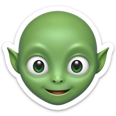 A cute alien face with two white eyes, no antennae, no nostrils sticker