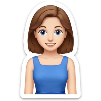 Cinematic Radiant Belle Portrait Emoji, rendered in a realistic, vector style with clean proportions. Show Belle with a warm, welcoming smile, delicate fair skin, and elegantly styled brown hair, wearing her timeless blue dress. The image radiates a soft, enchanting glow, high shine, and is enhanced by a soft glowing outline that accentuates her gentle charm. sticker
