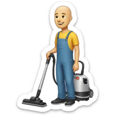 bald man with a hoover sticker